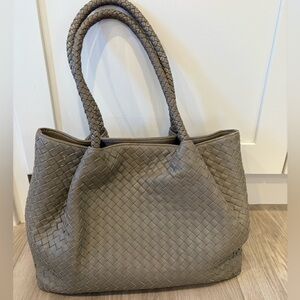 Anthropologie Taupe Woven Tote Bag